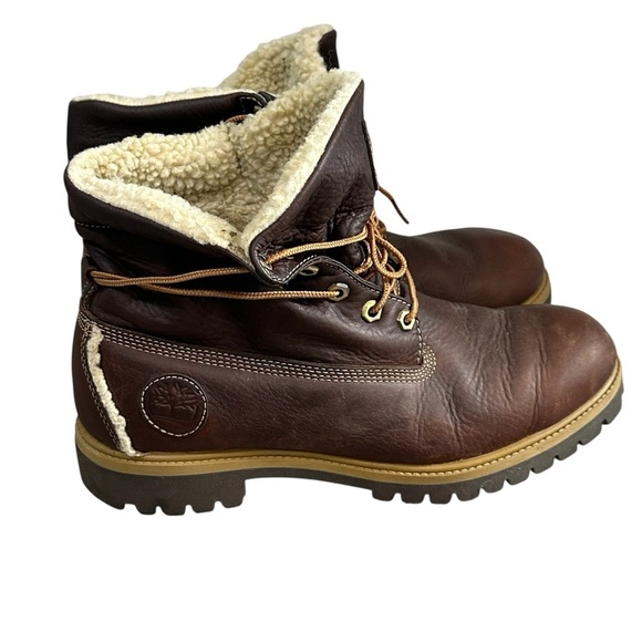 Timberland Men’s sherpa fleece lined Size 10.5 Dark Oiled Brown leatherEUC - Picture 5 of 10